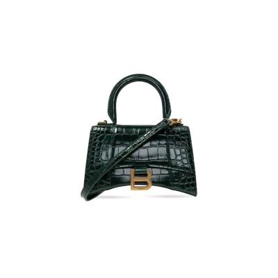 BALENCIAGA WOMEN'S HOURGLASS HANDBAG XS IN DARK GREEN 5928331LRVM3011 (18.8*13*7.9cm)
